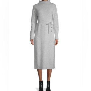 Vince Cashmere & Merino Wool Tie Sweater Dress in Dove Grey Medium #quiet luxury